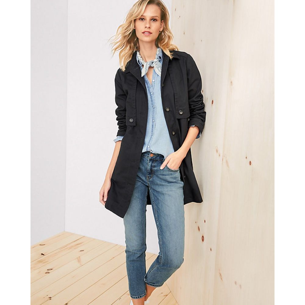Garnet Hill Organic Cotton Black Utility Trench Coat Size 18